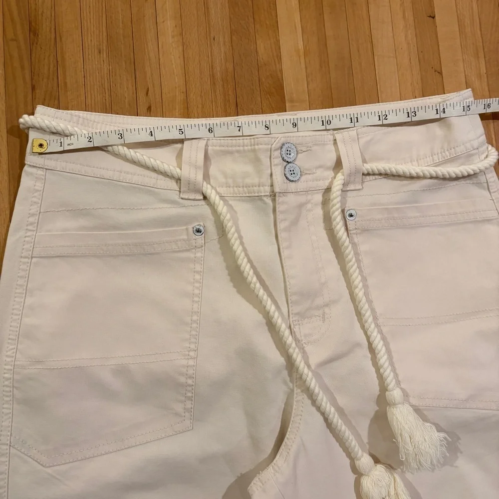 Sundance Cream Wide Leg Pants Rope Waist Tie Loose Fit Boho Casual